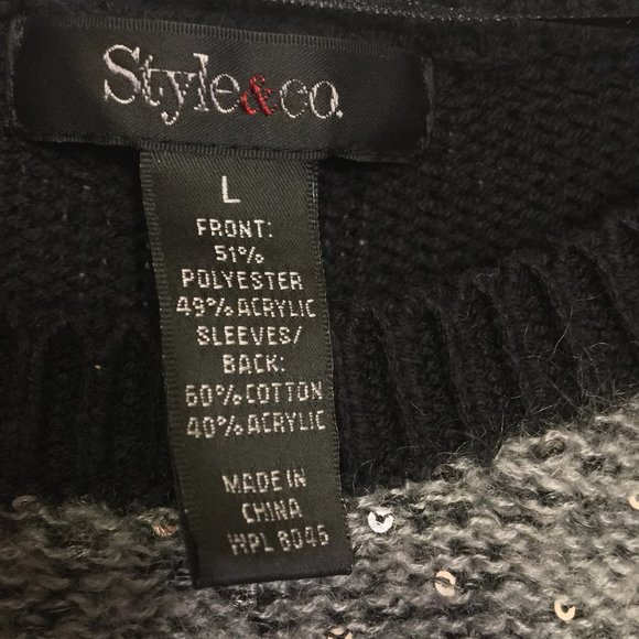 Style & Co. Gray and Black Sequin Sweater Dress - Picture 3 of 6